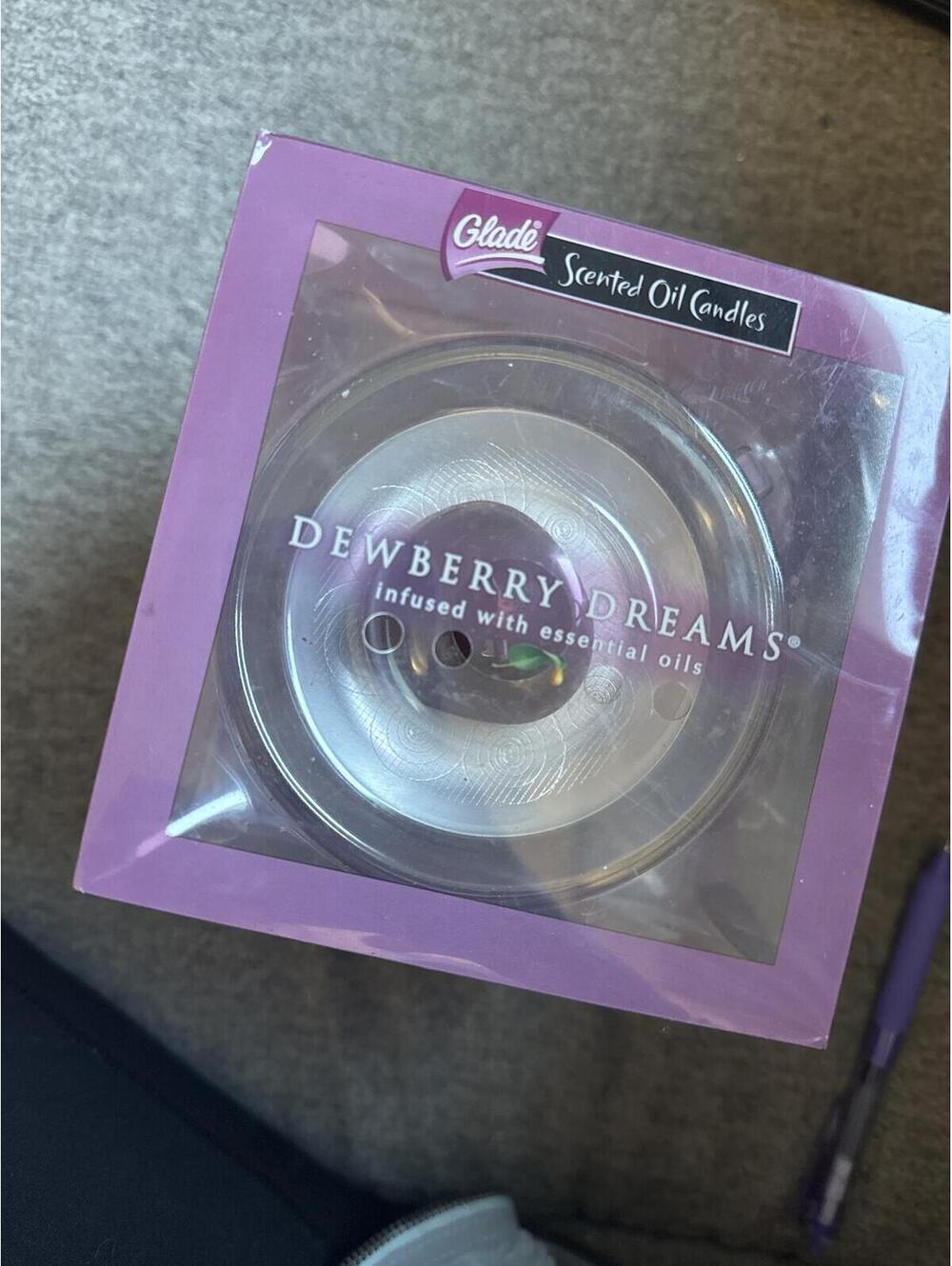 Glade Scented Oil Candles Dewberry Dreams Holder + 2 Refill Packs Lot NOS